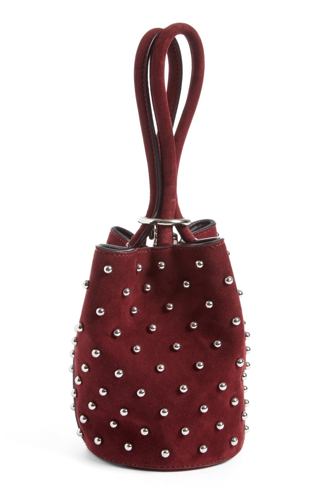 'Mini Palladium' Suede Bucket Bag, Alternate, color, BEET