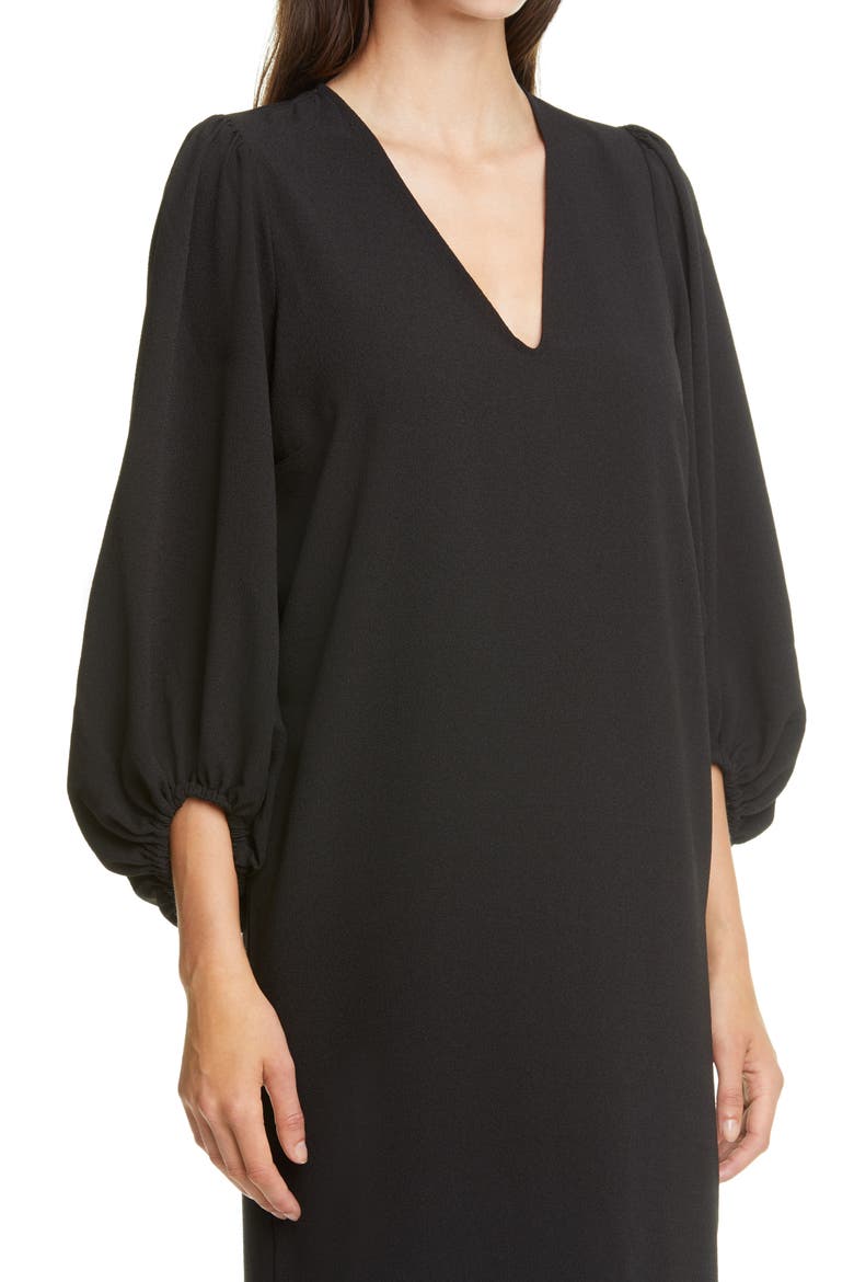 Balloon Sleeve Crêpe Dress, Alternate, color, BLACK
