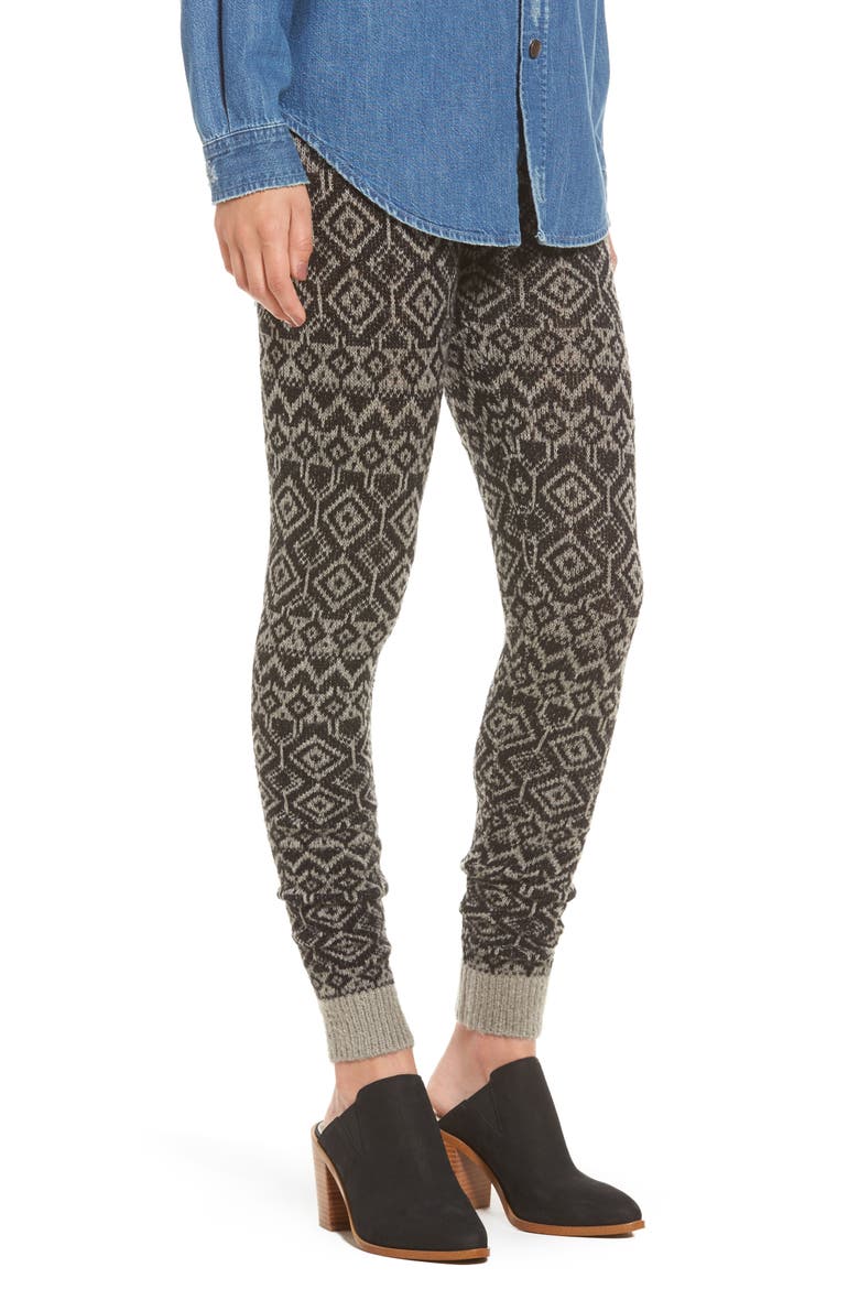 Fair Isle Sweater Leggings, Main, color, BLACK