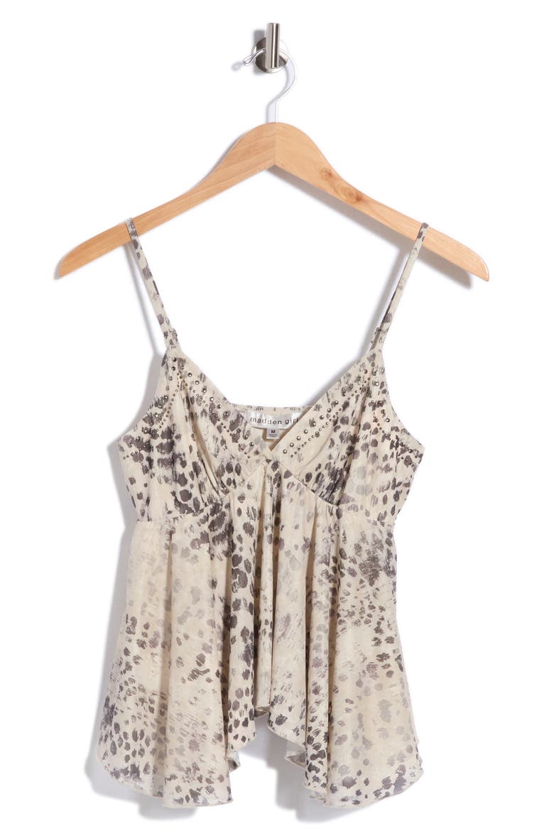 Plunge Neck Sharkbite Hem Camisole, Alternate, color, STONE COMBO
