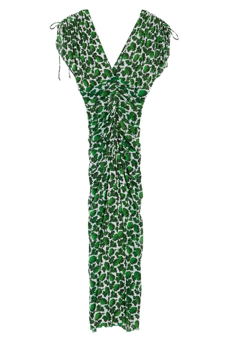 Plunge Neck Maxi Dress, Alternate, color, BERRIES INDIAN GREEN