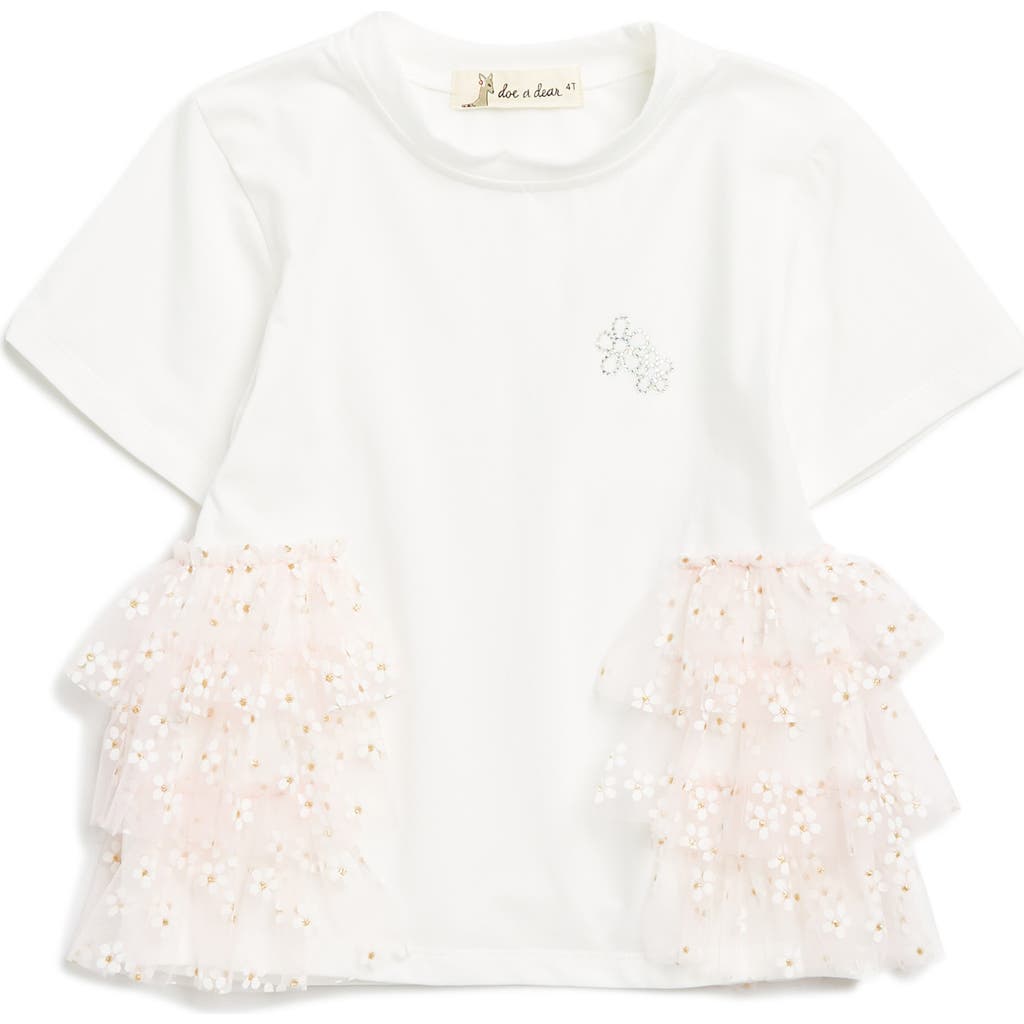 DOE A DEAR DOE A DEAR KIDS' DAISY MESH SIDE TRIM T-SHIRT