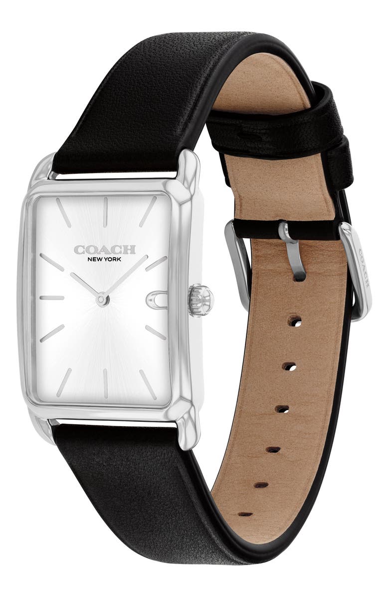 COACH Elliot Leather Strap Watch, 32mm x 36mm, Alternate, color, Silver