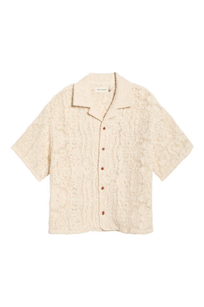 Mind Maze Cotton Blend Camp Shirt, Alternate, color, NATURAL
