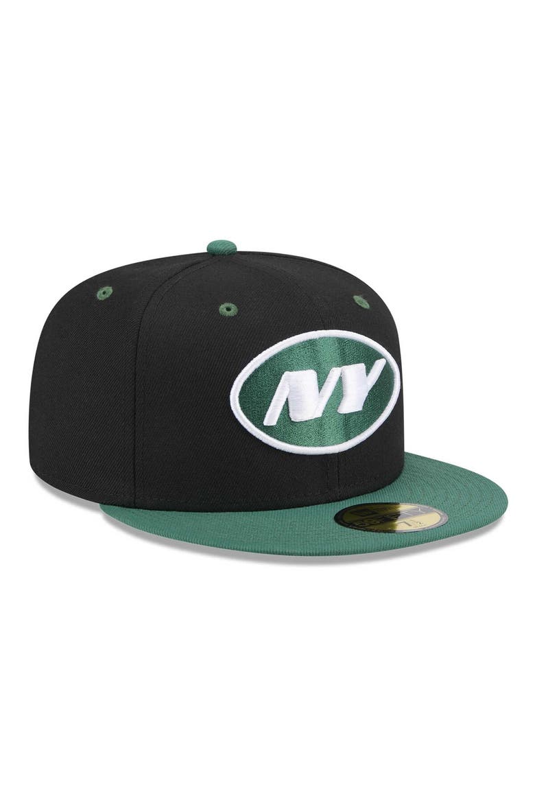 Men's New Era Black/Green New York Jets Flipside 2Tone 59FIFTY Fitted Hat, Alternate, color, Black