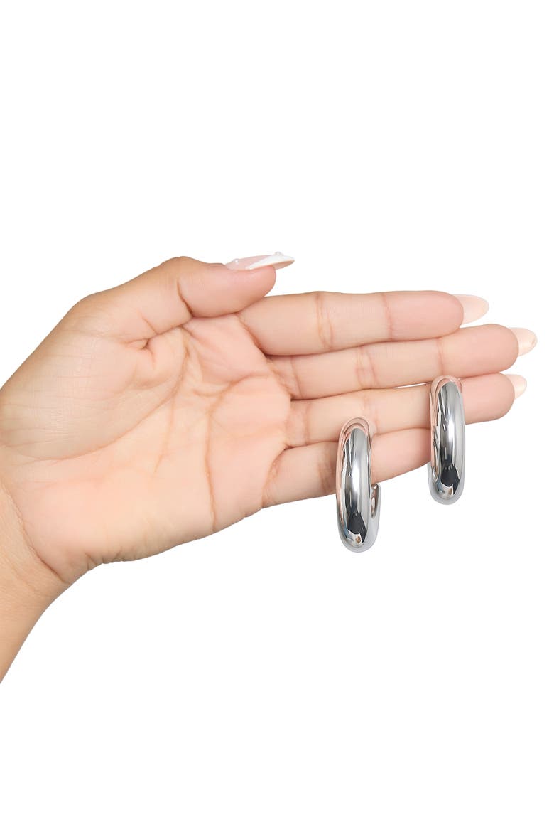 Chunky Silver-Tone Hoop Earrings, Alternate, color, Silver