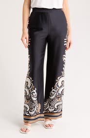 Ellen Tracy Placed Print Wide Leg Pull-On Pants