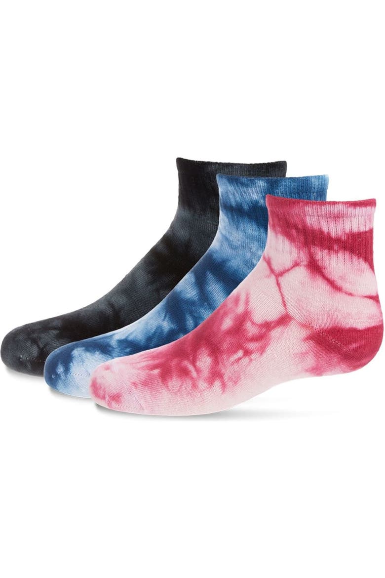 Tie Dye Mid-Cut Socks 3-Pack, Main, color, Bright Multi