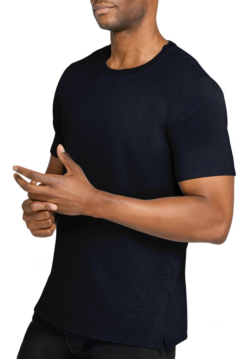 Asher Black Slub Stretch Cotton & Modal T-Shirt, Alternate, color, NAVY