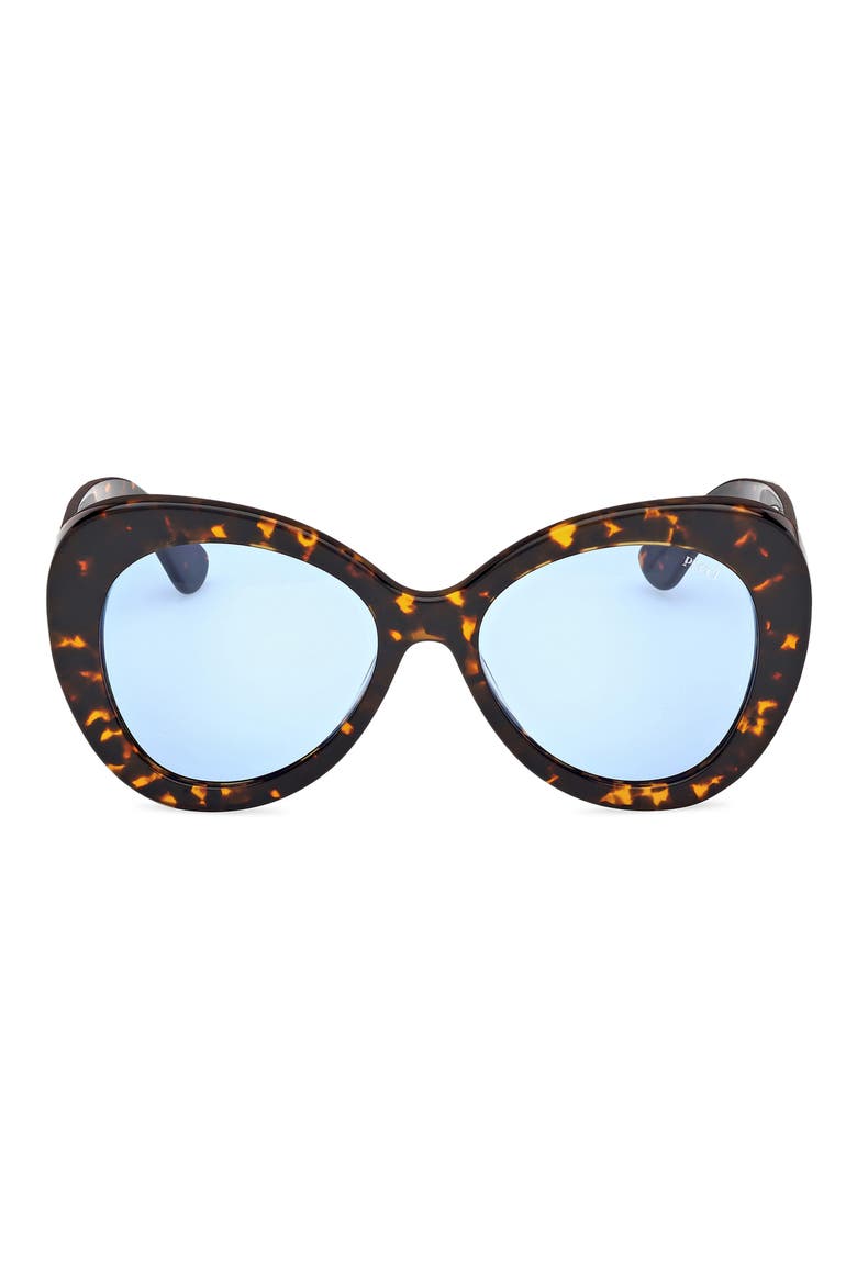 56mm Round Sunglasses, Main, color, DARK HAVANA / BRIGHT BLUE