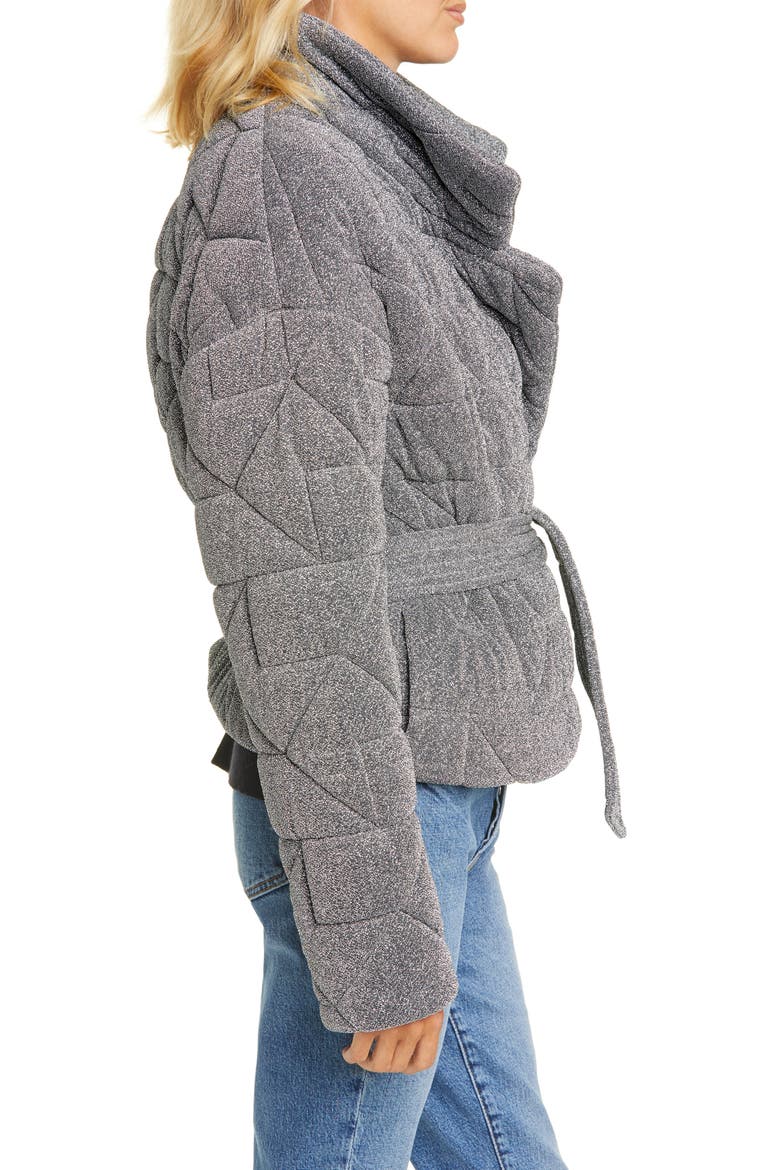 Marshal Metallic Quilted Coat, Alternate, color, SILVER