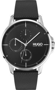 HUGO Leather Strap Watch, 42mm