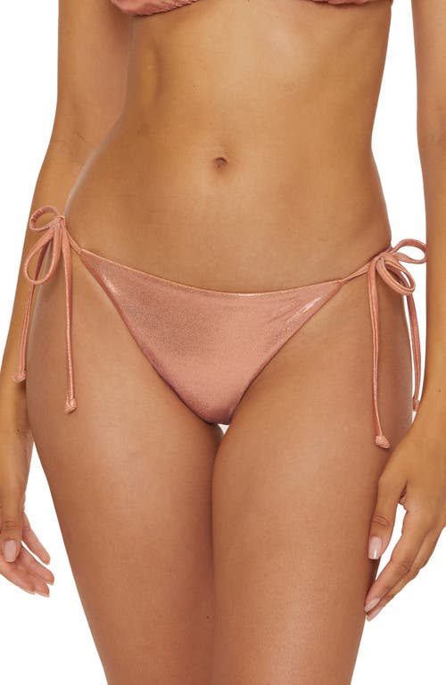 Becca Liquid Metal Side Tie Bikini Bottoms In Peach Fuzz
