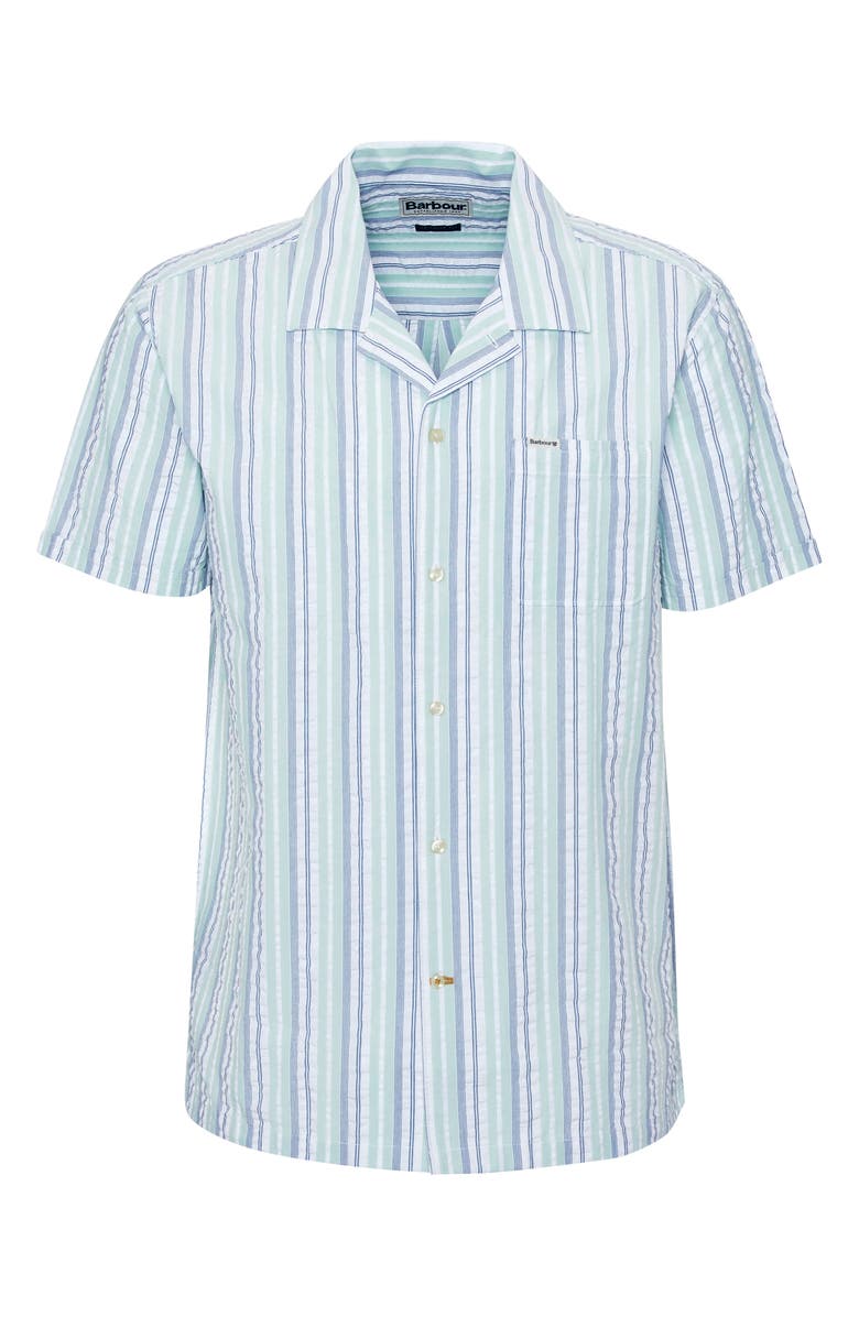 Barbour Beechcroft Stripe Cotton Seersucker Camp Shirt, Alternate, color, Pale Apple