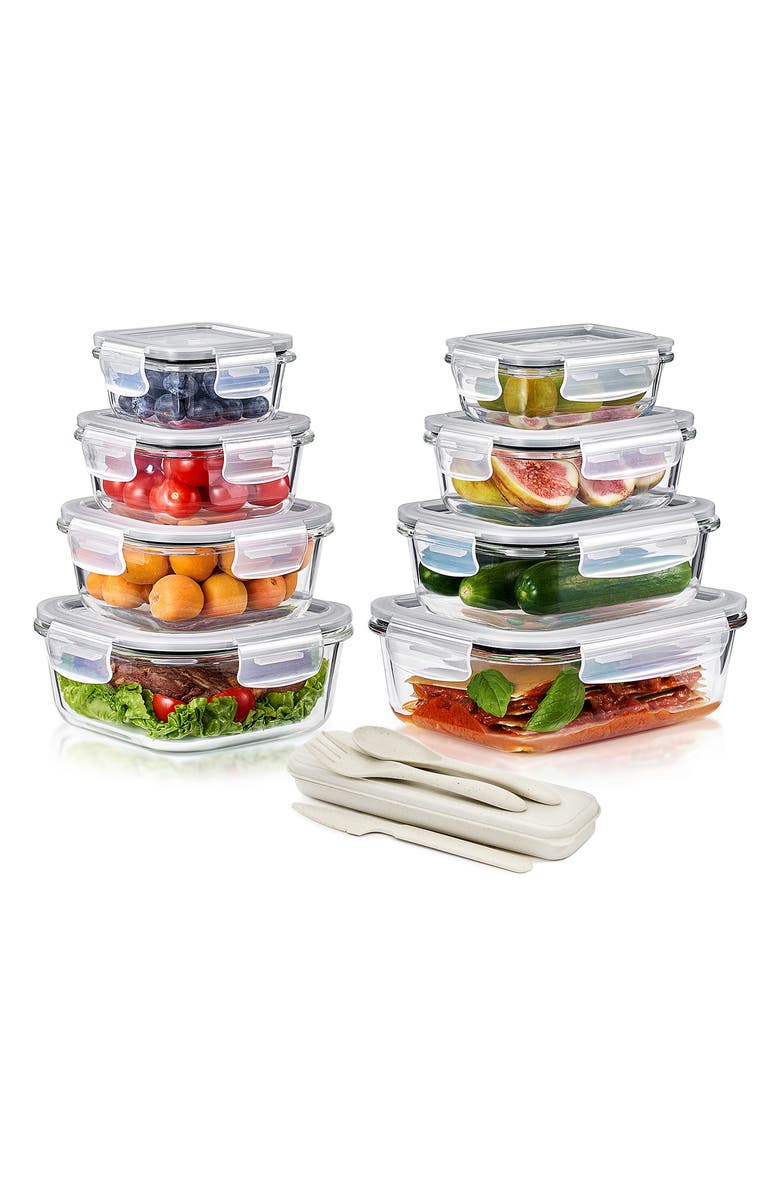 SORBUS 8-Pack Glass Food Prep Storage Containers, Alternate, color, Clear