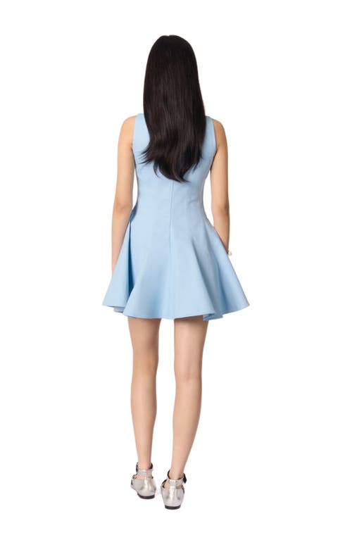 Maje Womens Boat-neck Flared Cotton-blend Mini Dress Bleus In Blue Sky