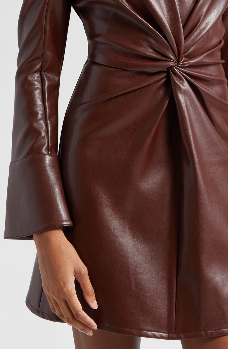 Cinq à Sept McKenna Long Sleeve Faux Leather Dress, Alternate, color, 