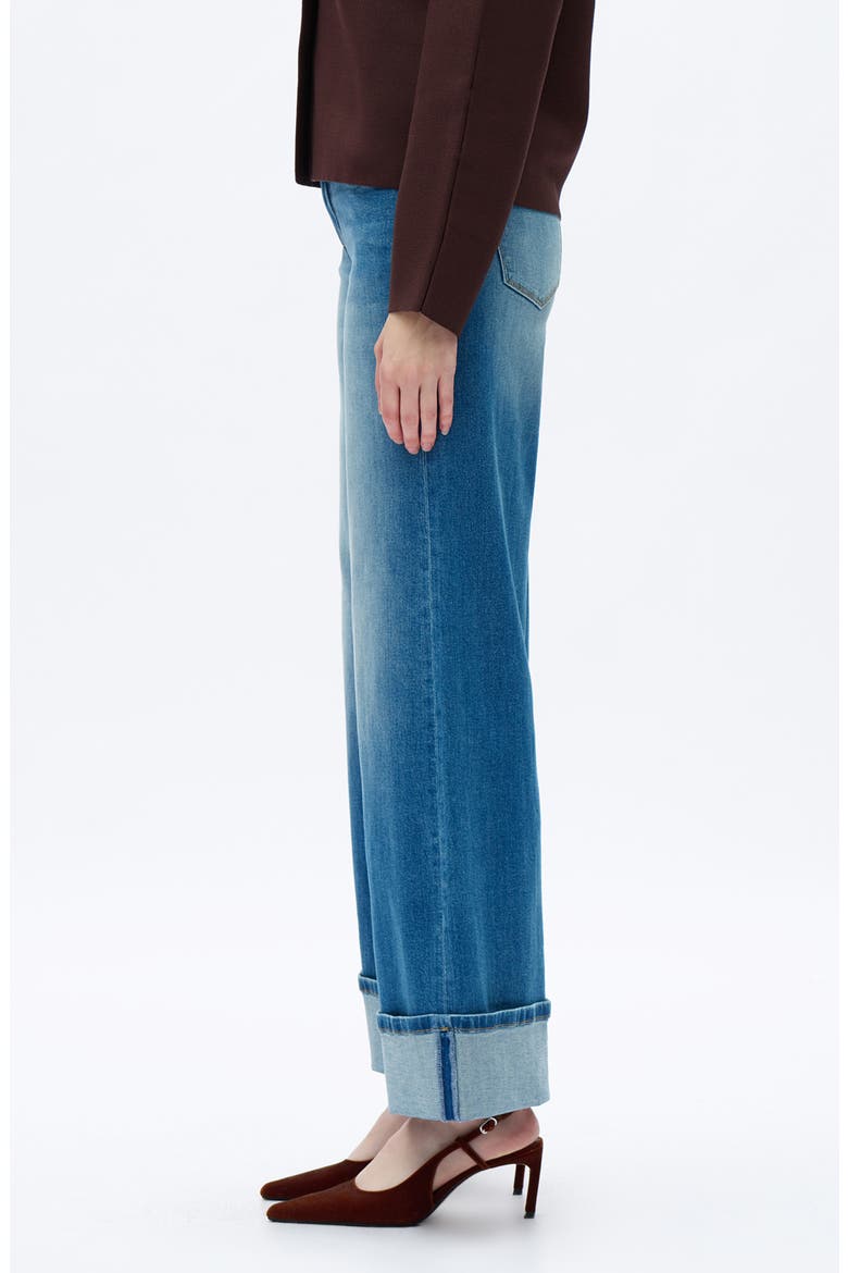Cuffed Wide Leg Jeans, Alternate, color, MEDIUM BLUE