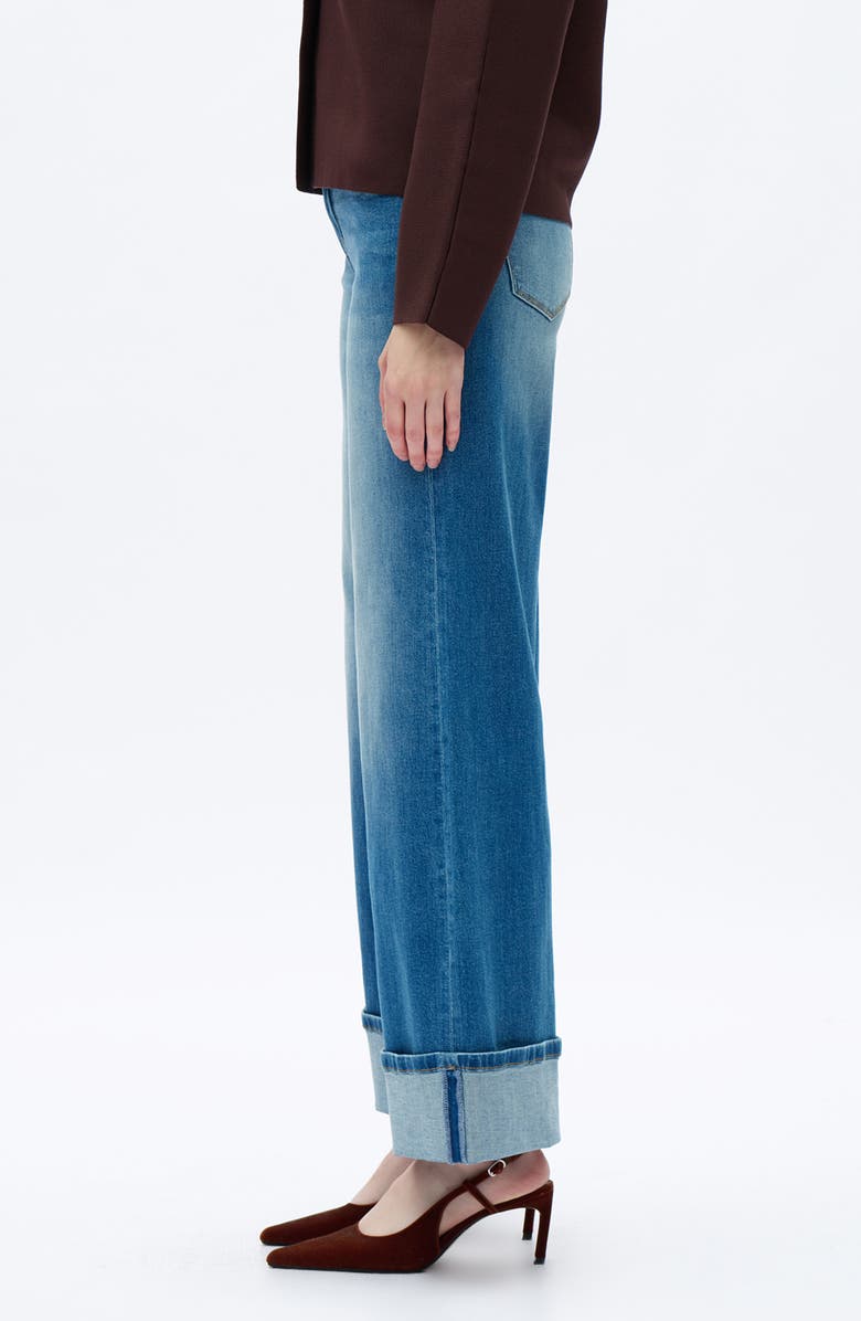 Bayeas Cuffed Wide Leg Jeans, Alternate, color, Medium Blue