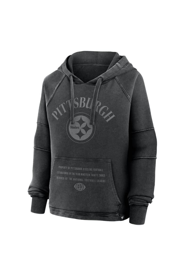 Women's Fanatics Black Pittsburgh Steelers Oversized Raglan Gridiron Hoodie, Alternate, color, Black