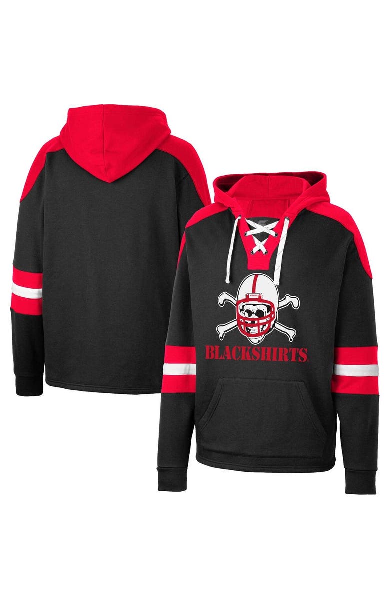 COLOSSEUM Men's Colosseum Black Nebraska Huskers Lace-Up 4.0 Pullover Hoodie, Main, color,