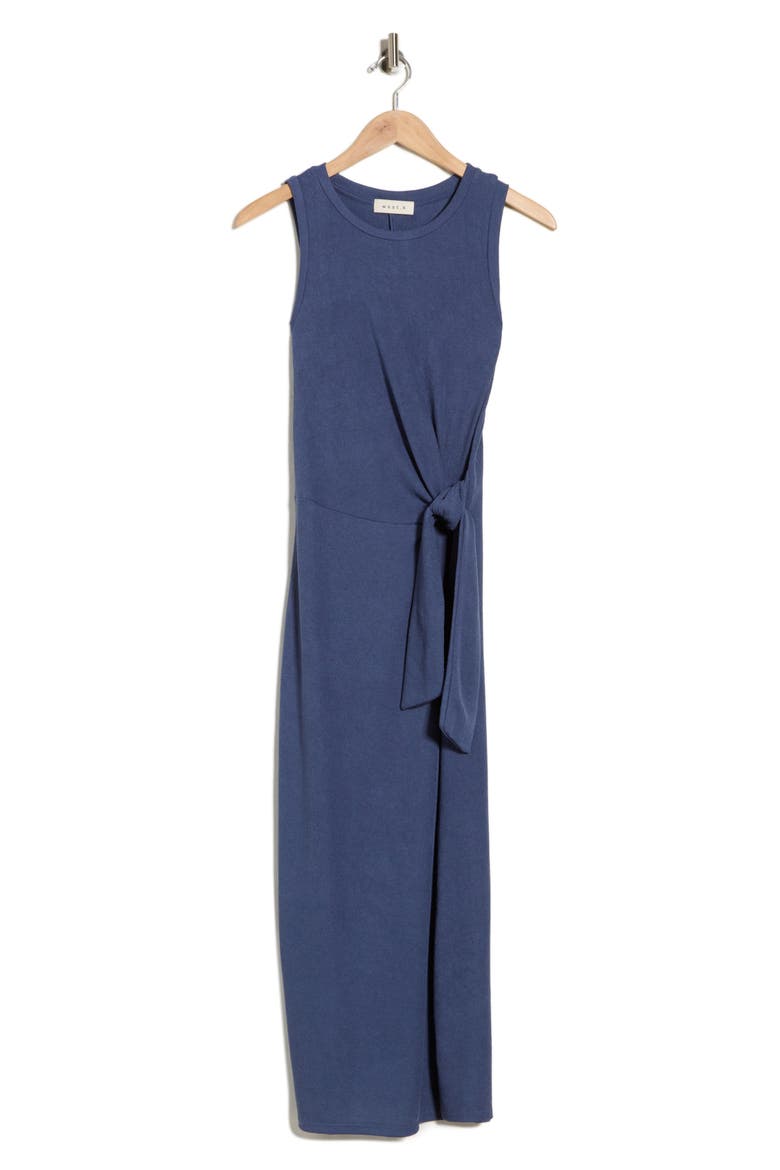 Sleeveless Side Tie Midi Dress, Alternate, color, DENIM