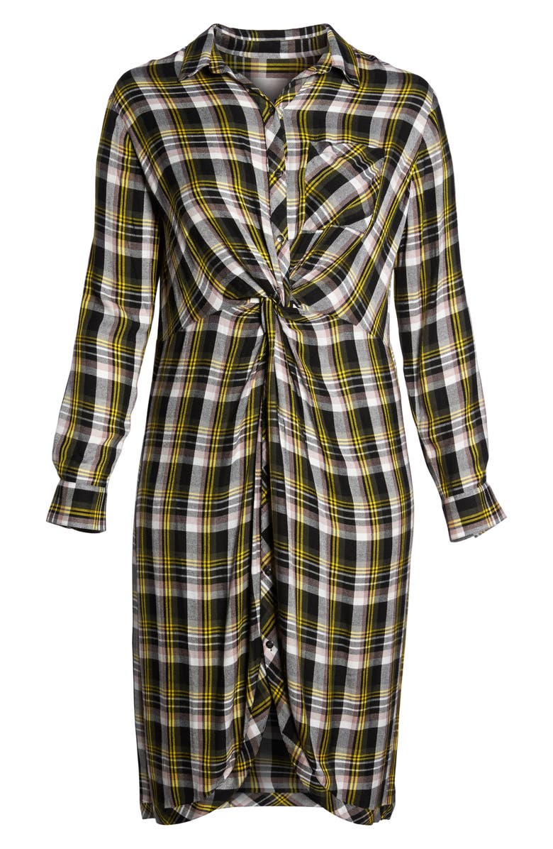 Caslon<sup>®</sup> Knot Front Plaid Shirtdress, Alternate, color, 