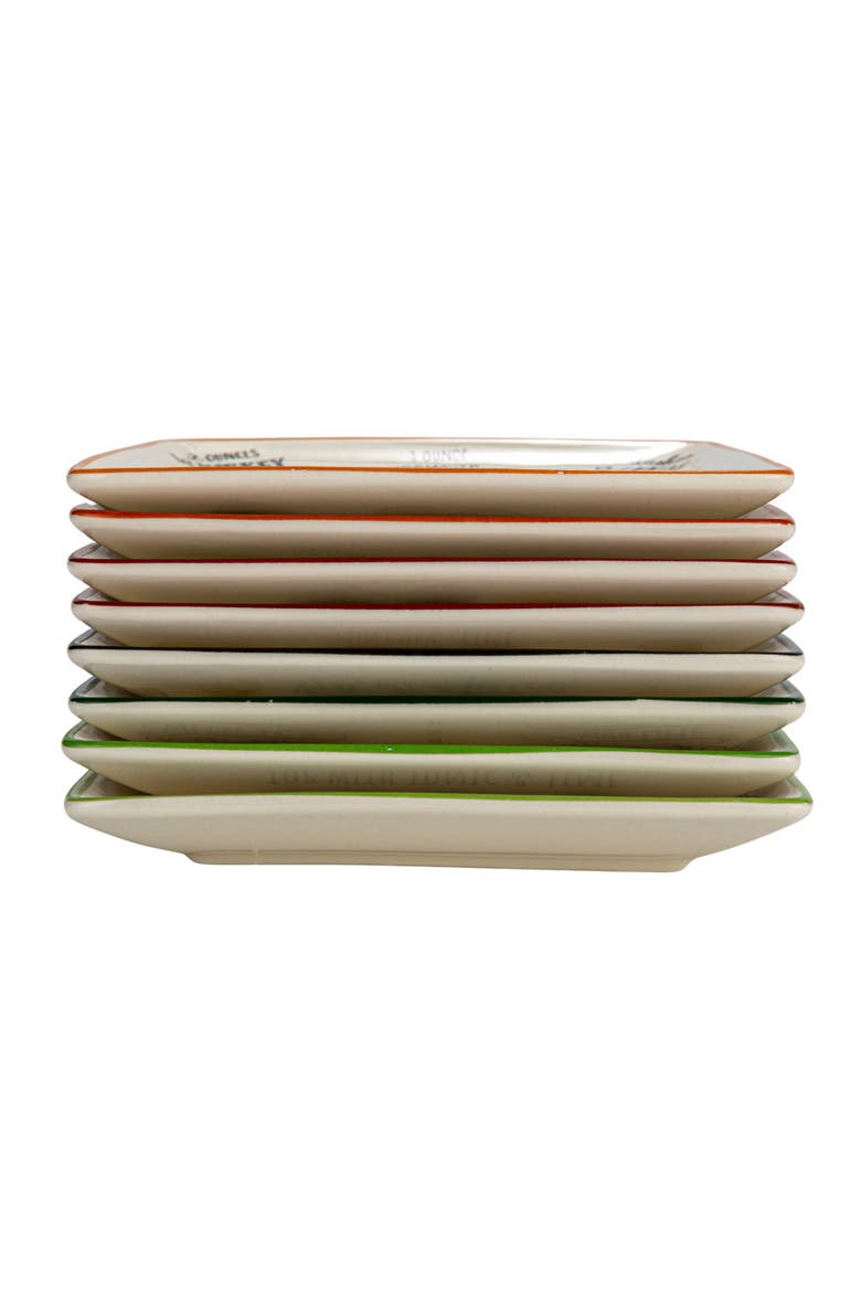 Plate Set with Cocktail Recipes, Alternate, color, White