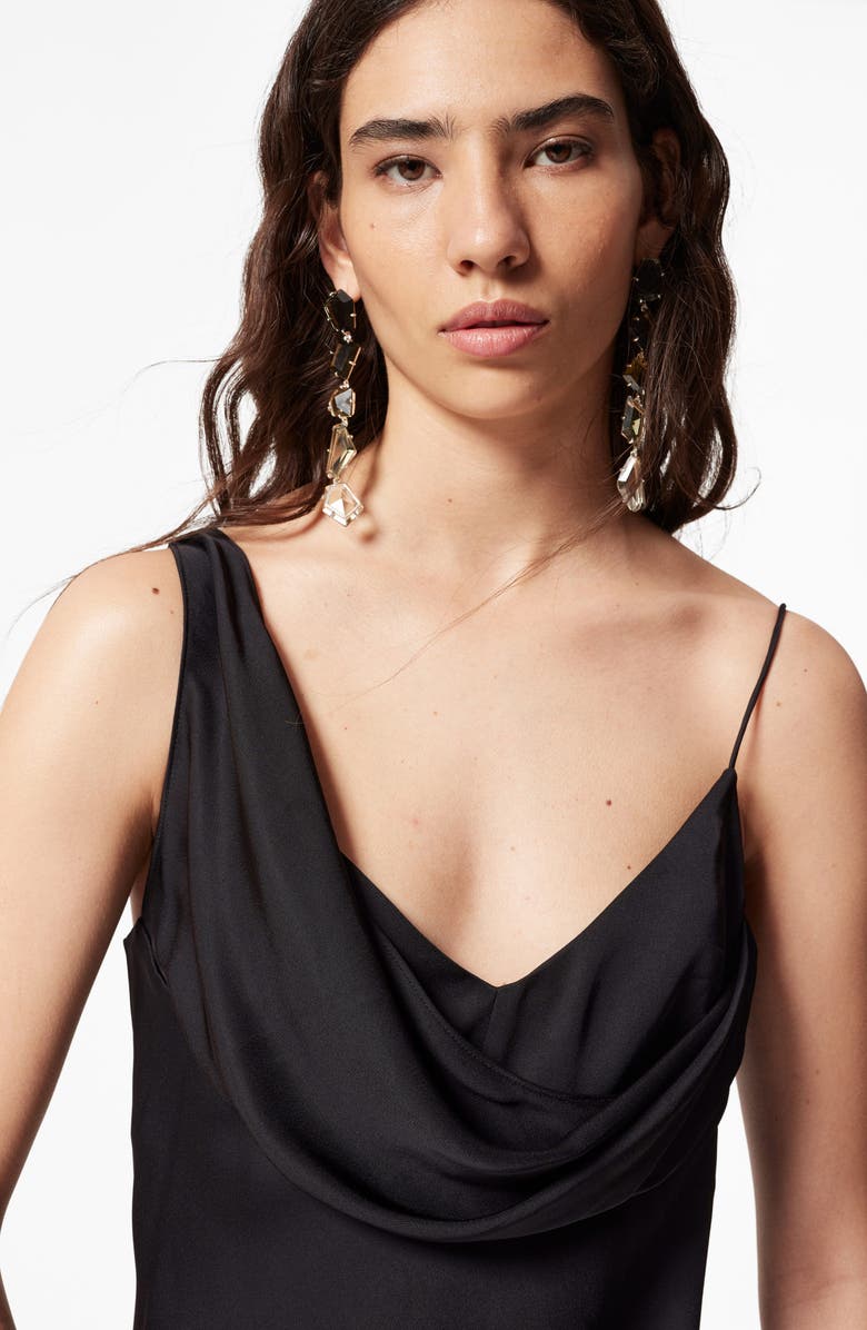 & Other Stories Asymmetric Cowl Neck Satin Midi Dress, Alternate, color,