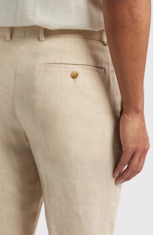 Nordstrom Trim Fit Flat Front Linen Dress Pants In Tan Desert