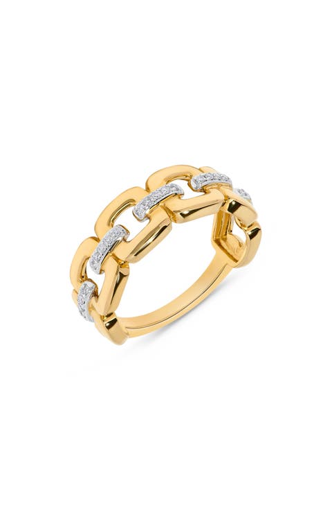 Diamond Cushion Link Ring