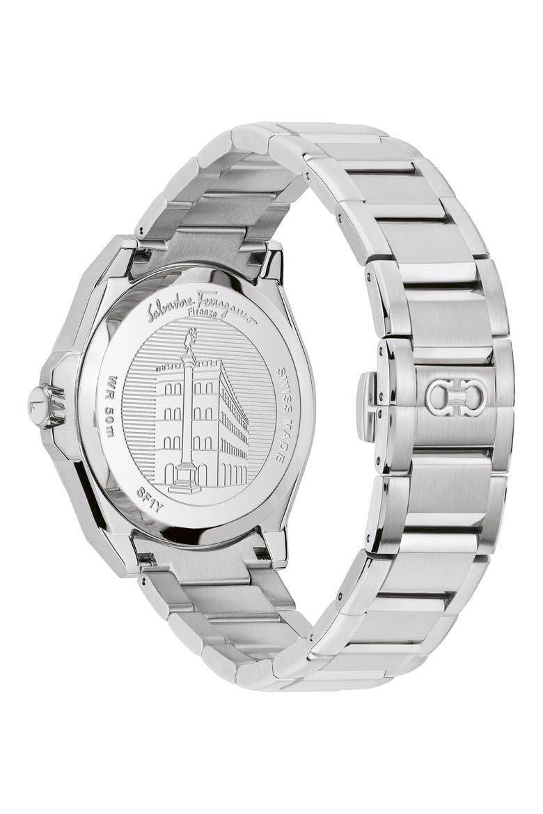 Salvatore Ferragamo Urban Bracelet Watch, 43mm, Alternate, color, BLACK GUILLOCHE/ SILVER