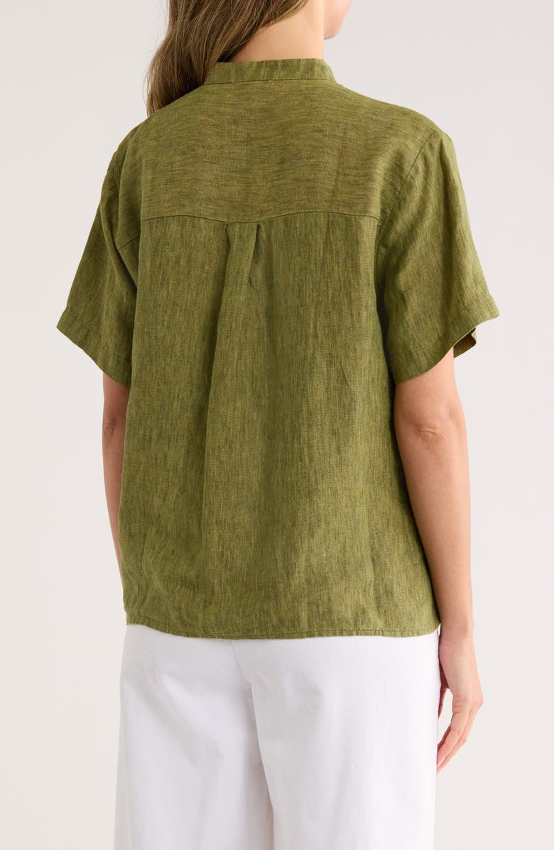Eileen Fisher Short Sleeve Organic Linen Button-Up Shirt, Alternate, color, 