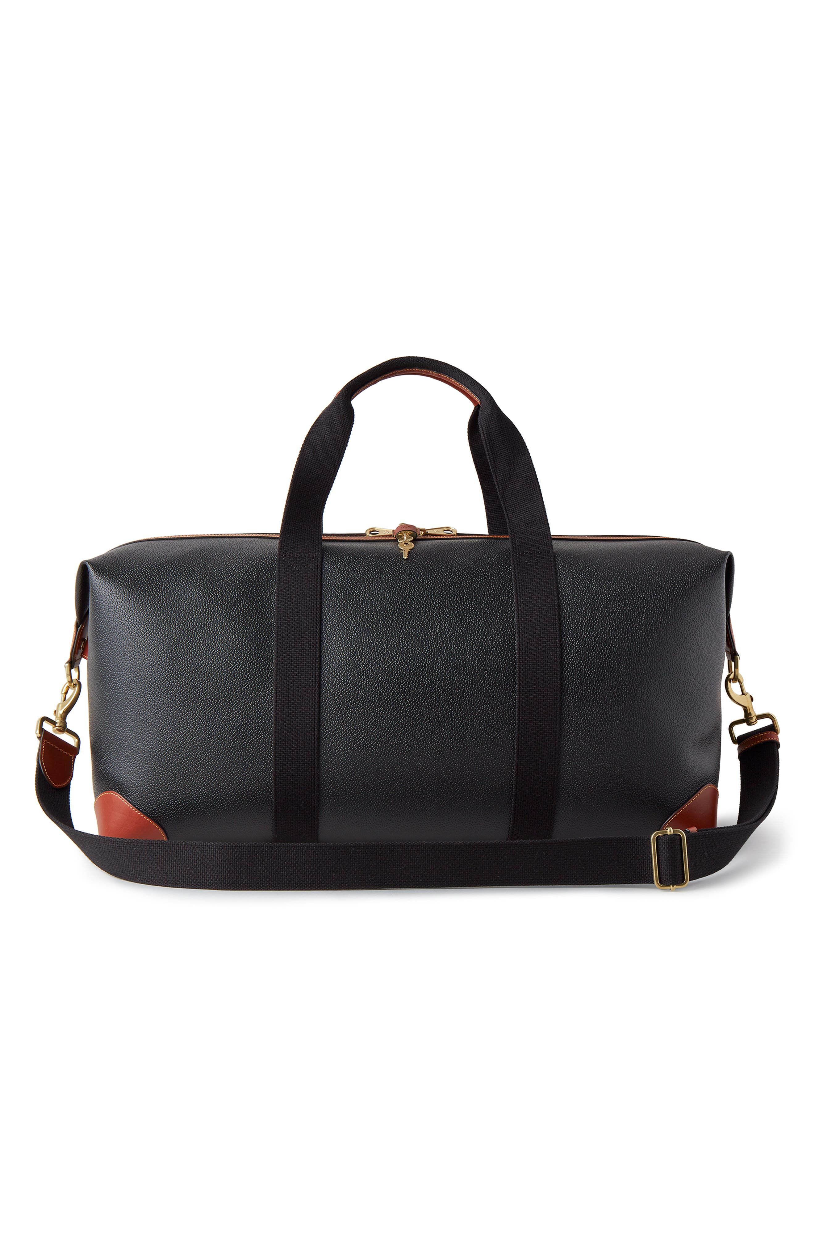 Mulberry Medium Clipper Faux Scotch Grain Duffle Bag, Alternate, color, Black-Cognac