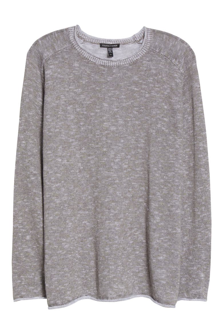 Organic Linen & Organic Cotton Saddle Shoulder Sweater, Alternate, color, SMOKE