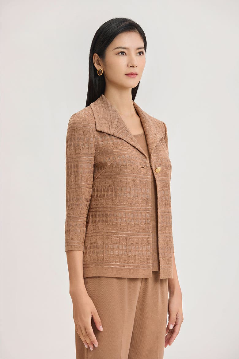 Tonal Wing Collar Knit Jacket, Alternate, color, Warm Taupe