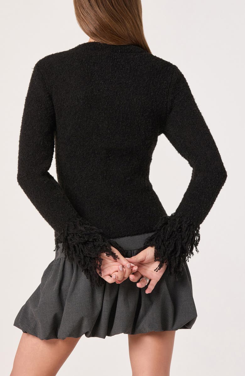 ASTR the Label Fringe Sleeve Cardigan, Alternate, color, Black