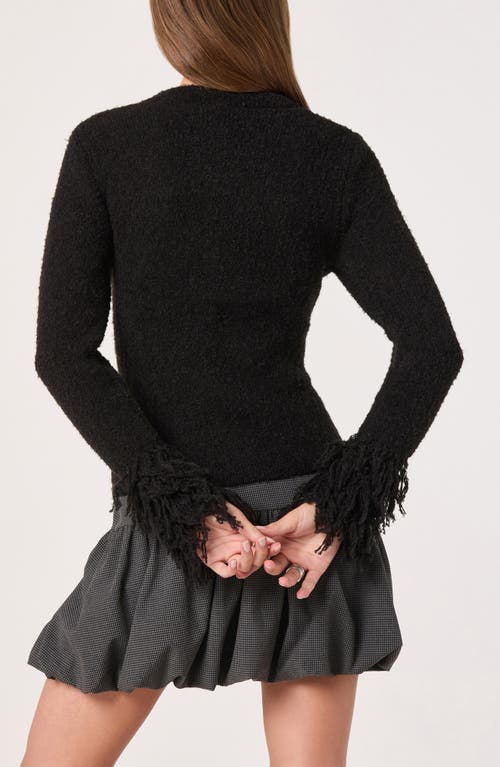 Astr The Label Fringe Sleeve Cardigan In Black