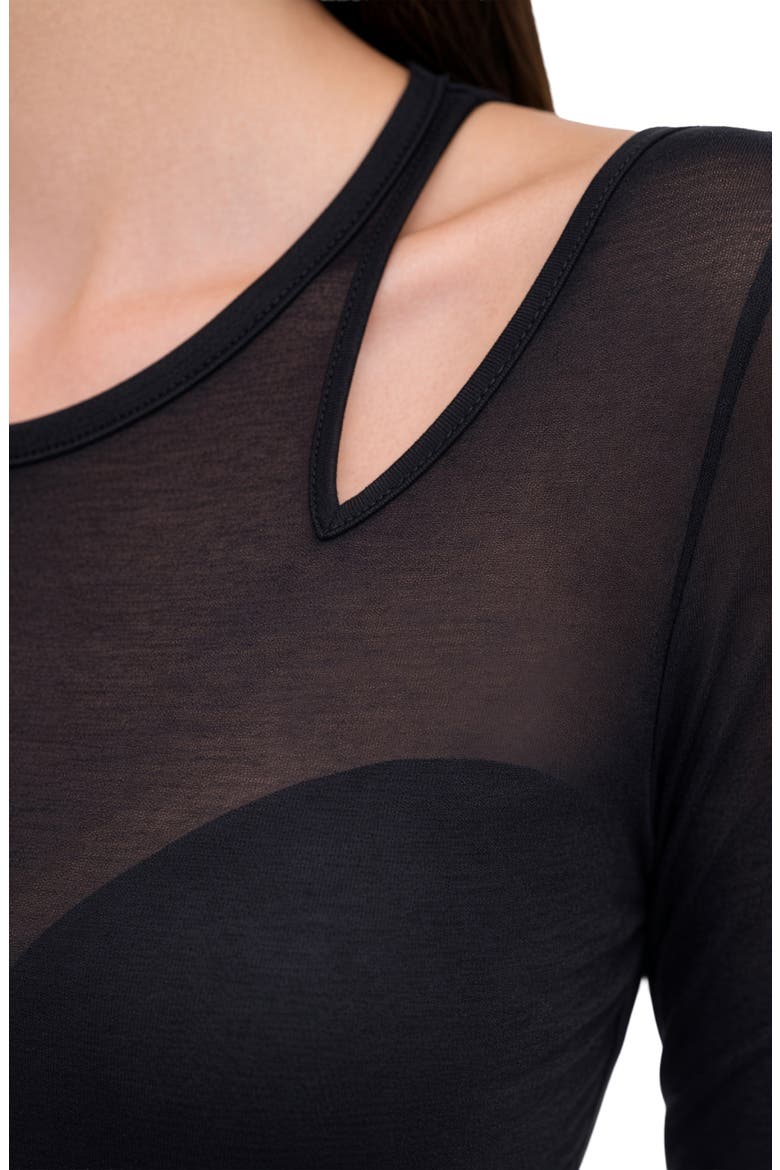 Taia Asymmetric Cutout Top, Alternate, color, BLACK