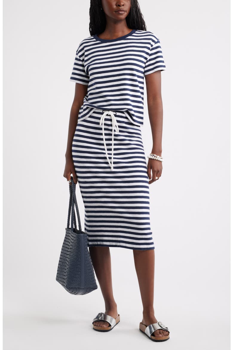 Straight Fit Stripe Knit Midi Skirt, Alternate, color, NAVY STILL- WHITE CHARM STRIPE