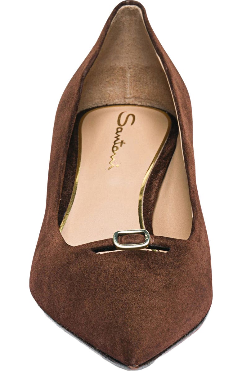 Santoni Women's suede mid-heel pump, Alternate, color, Brown