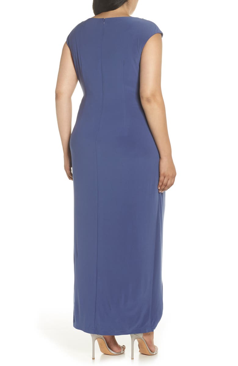 Alex Evenings Embellished Cap Sleeve Gown, Alternate, color,