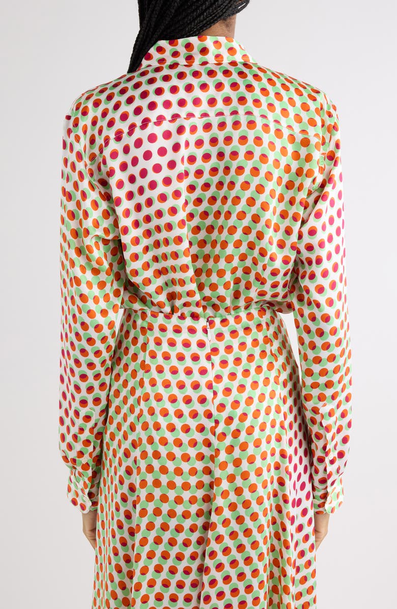 Dries Van Noten Chowy Optical Layered Polka Dot Silk Button-Up Shirt, Alternate, color, Ecru