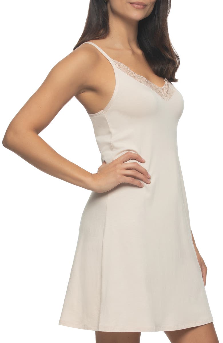 Felina Desiree Lace Trim Chemise, Alternate, color, Shell