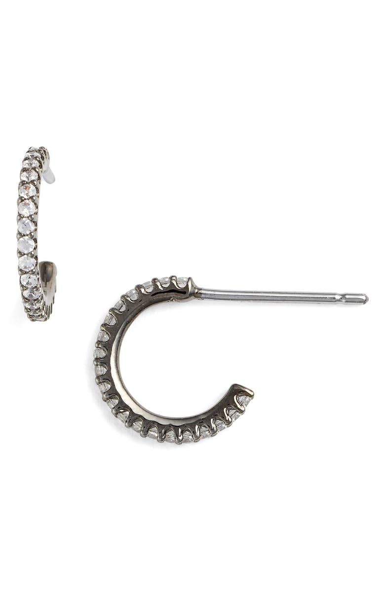 Nadri Small Cubic Zirconia Huggie Hoop Earrings, Main, color, Black