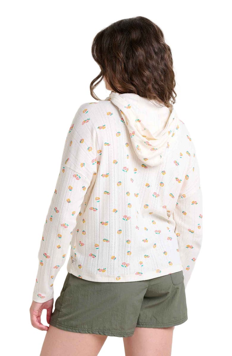 Toad & Co Foothill Pointelle Long Sleeve Hoodie, Alternate, color, Salt Nasturtium Print