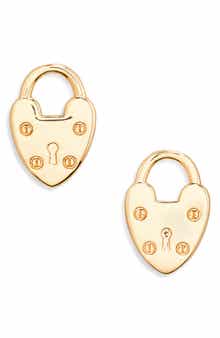 AllSaints Heart Lock Stud Earrings