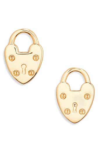AllSaints Heart Lock Stud Earrings
