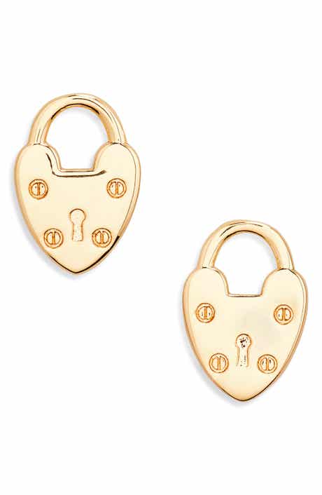 AllSaints Heart Lock Stud Earrings