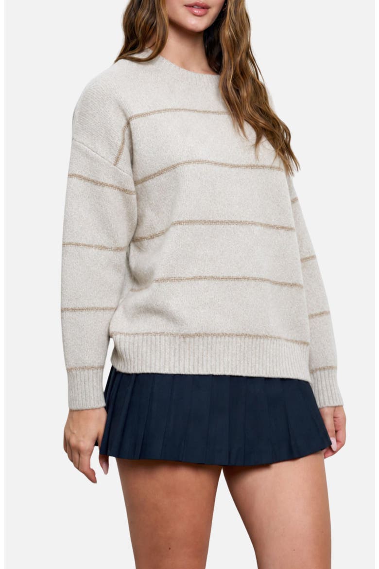 Stripe Crewneck Sweater, Main, color, OATMEAL